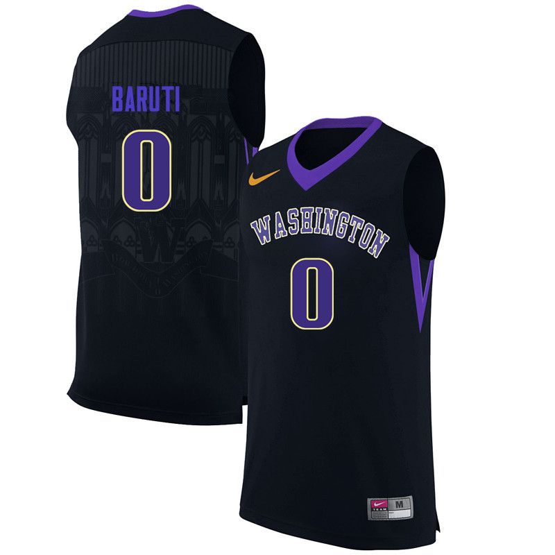 Men Washington Huskies #0 Bitumba Baruti College Basketball Jerseys Sale-Black